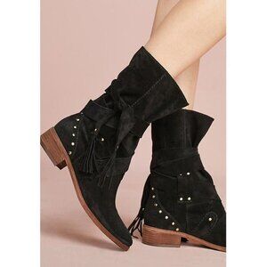 See By Chloe Black Studded belted Crosta Suede‎ Ankle Boots Women Size 38